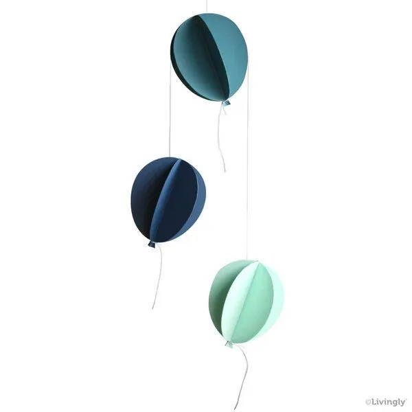 Livingly Livingly Ballon Mobile aus Papier, Blau/grün, – Produktbild 1 von 3