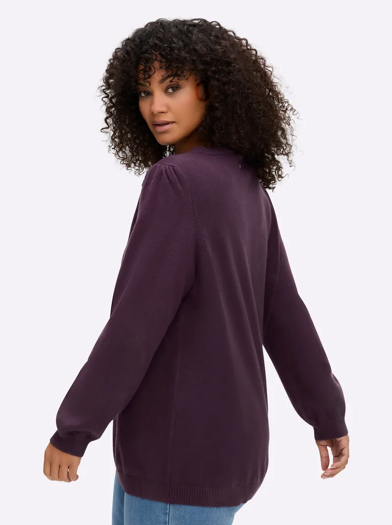 sheego Pullover aubergine, Aubergine, – Produktbild 1 von 2