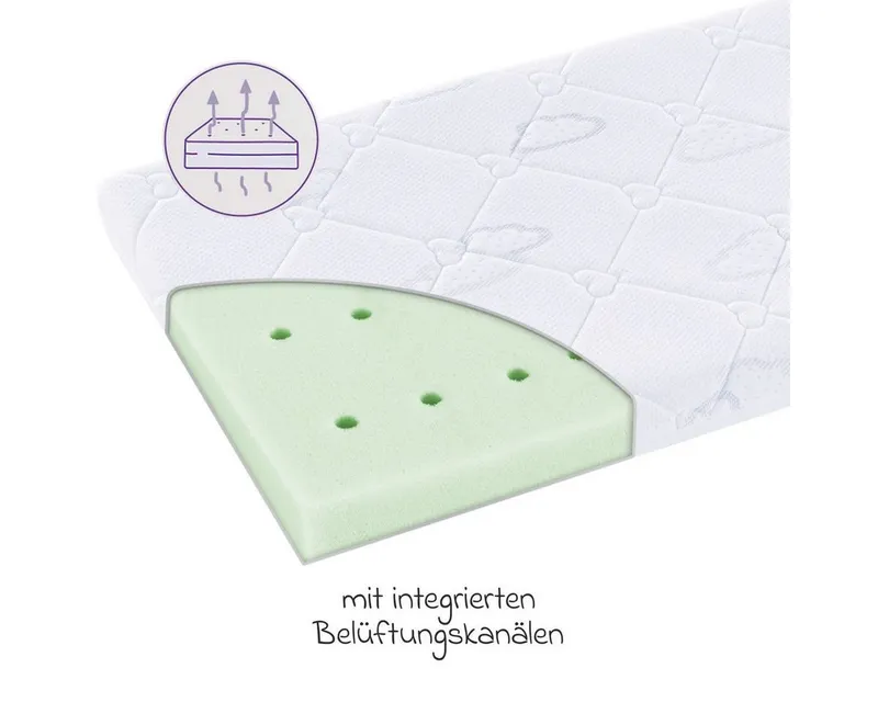 Träumeland Babymatratze Brise Safety 40 x 90 cm, Träumeland, 5 cm hoch, Baby Matratze für Wiege, Babybett & Beistellbett mit TENCEL Bezug, Weiß, – Produktbild 4 von 4