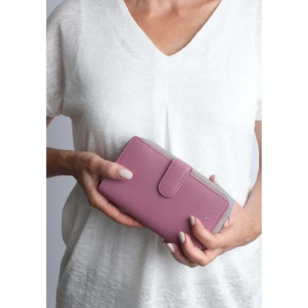 Vargu Vargu Echtleder Geldbörse SABA 1-A, Mauve - grey, – Produktbild 3 von 4