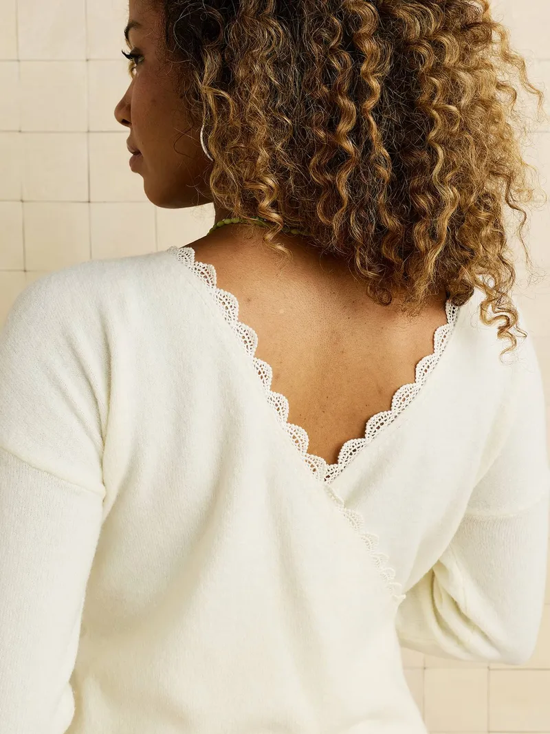 Vertbaudet Wendbarer Pullover in Wickeloptik für Schwangerschaft und Stillzeit, Weiß, – Produktbild 3 von 4