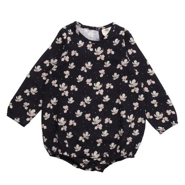 Walkiddy Baby Langarmbody GOTS-zertifiziert aus Bio-Baumwolle, dunkelblau mit Allover-Muster – Walkiddy, weich & hautfreundlich – Produktbild 1 von 2