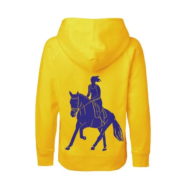 HANDGEDRUCKT HANDGEDRUCKT "Galopp" Kinder Hoody aus reiner Biobaumwolle (kbA) Pferd, Yellow, – Produktbild 1 von 4