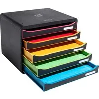 Exacompta Exacompta Schubladenbox Big Box Plus "Black Office",DIN A4+quer, 5 Schub.,schwarz/harlekin – Produktbild 1 von 1