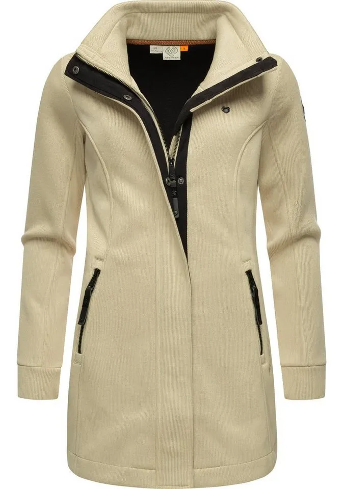 ragwear ragwear Sweatjacke Letrice Bonded Elegante Zip-Jacke mit hohem Kragen in Feinstrickoptik, Braun, – Produktbild 1 von 5