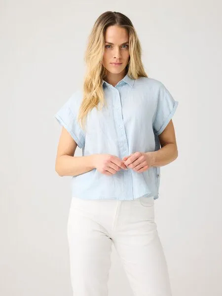 KnowledgeCotton Apparel KnowledgeCotton Apparel ASTER faltbares Kurzarm-Leinenhemd - Bio-Leinen - GOTS/Vegan, Rosa (pale-lilac), – Produktbild 4 von 4