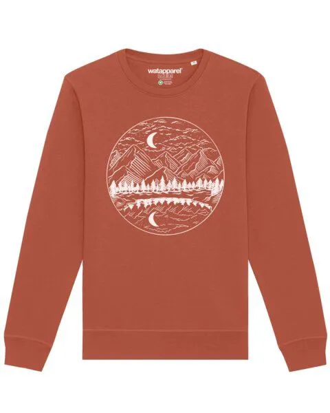 watapparel watapparel Sweatshirt Unisex Mountains by night, Heritage brown, – Produktbild 1 von 4
