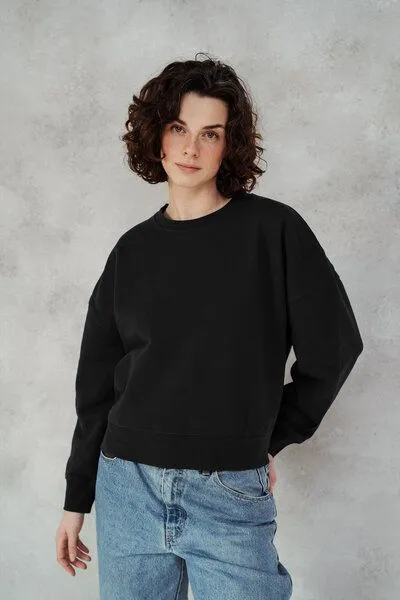 Kultgut Kultgut Goodness Sweater 100% Bio-Baumwolle - Ein schöner Allrounder im Boxistyle, Schwarz, – Produktbild 1 von 4