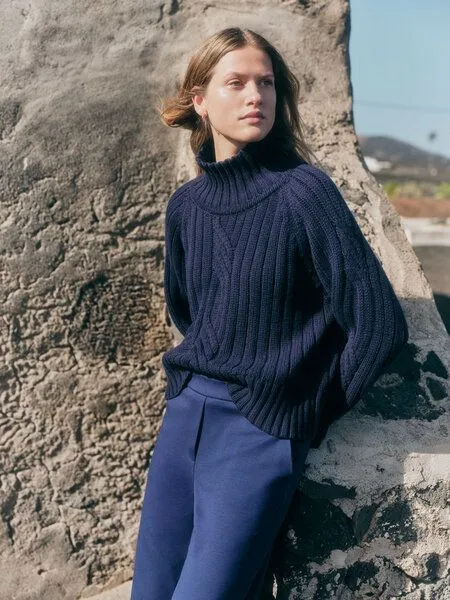 LANIUS LANIUS Rippenpullover, Purple blue melange, – Produktbild 1 von 4