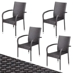 Casaria® Polyrattan Stapelstuhl Comfort 4er-Set Braun – Produktbild 1 von 1