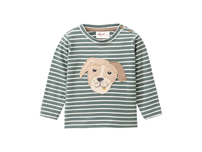 People Wear Organic People Wear Organic Langarm-Shirt eukalyptus geringelt 62/68, Grün, – Produktbild 1 von 1