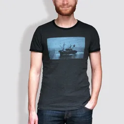 little kiwi little kiwi Herren T-Shirt, "Kutter", Dark Heather Grey/Black – Produktbild 1 von 1