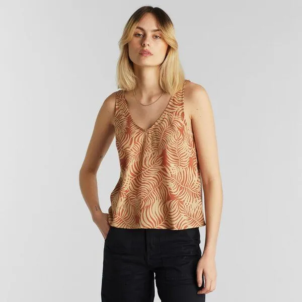 Dedicated DEDICATED Top Lolland, Palm leaves (orange), – Produktbild 1 von 4