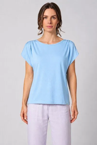 HempAge HempAge Ärmelloses Damen-Shirt mit U-Boot Halsausschnitt Hanf/Biobaumwolle, Glacier (blau), – Produktbild 2 von 4