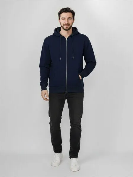 GreenBomb GREENBOMB Basic Stark - Lässige Sweatjacke aus Bio-Baumwolle / GOTS / Fair & Vegan, Blau (marineblau), – Produktbild 3 von 4
