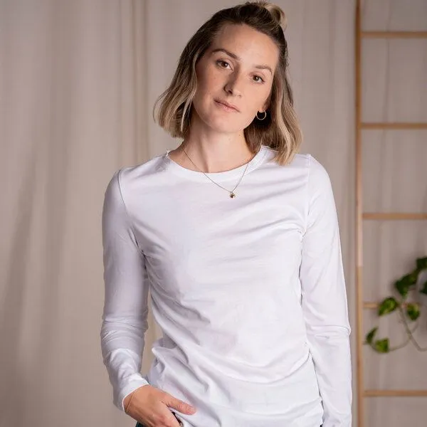 Vresh Clothing Vresh Clothing Vee - Longsleeve aus Biobaumwolle, Weiß, – Produktbild 2 von 5