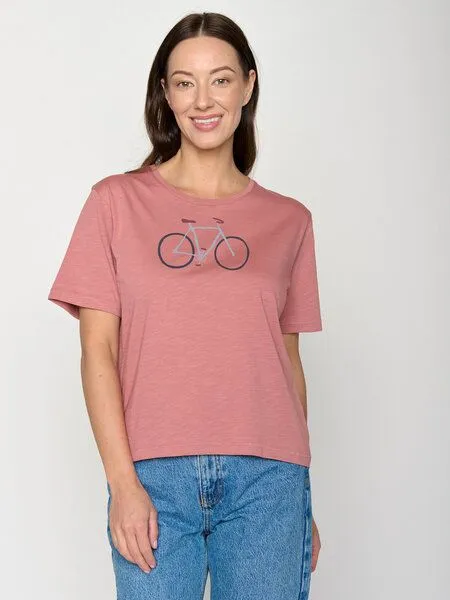 GreenBomb GREENBOMB Bike Handdrawn Nova - Kastiges T-Shirt aus Bio-Baumwolle / hochwertiger Print / GOTS / Fair & Vegan, Rosa (dark rose), – Produktbild 1 von 4
