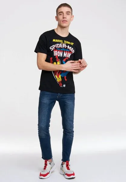 LOGOSH!RT LOGOSH!RT Team Spider-Man & Iron Man - Marvel - 100% Organic Cotton, Schwarz, – Produktbild 2 von 4