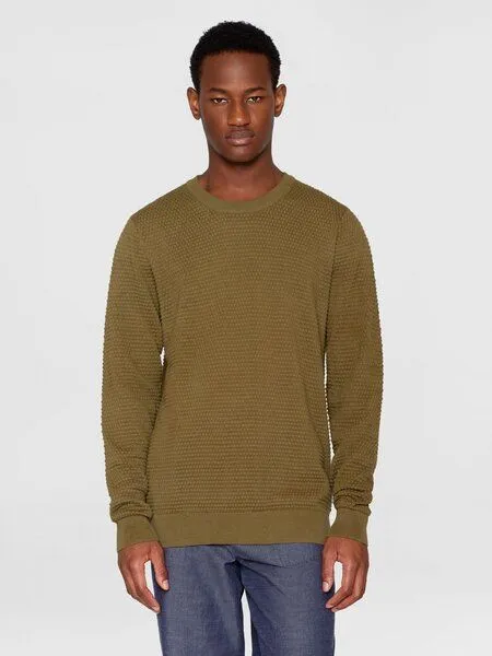 KnowledgeCotton Apparel KnowledgeCotton Apparel Strickpullover VAGN, Burned olive, – Produktbild 3 von 4