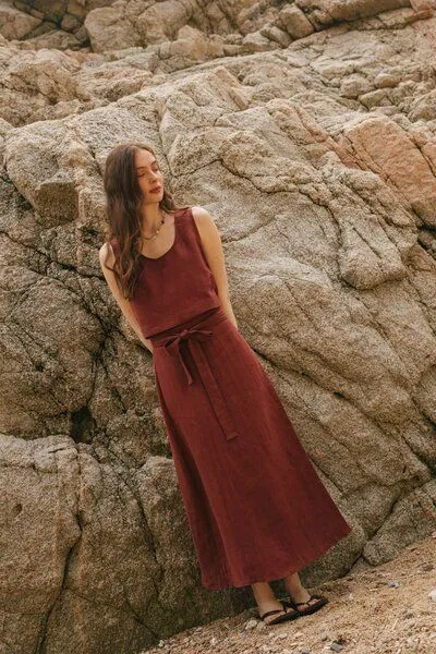 AmourLinen AmourLinen Wickelrock aus Leinen IRIS, Terracotta (rot), – Produktbild 4 von 4