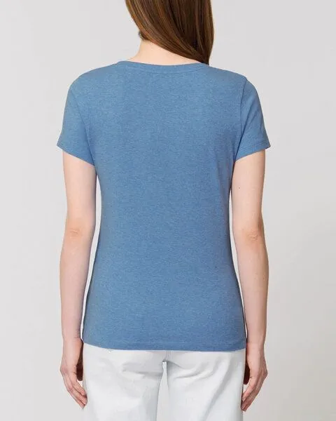 Human Family Human Family Bio Damen Rundhals T-Shirt "Amare - Free Spirit", Blau-meliert, – Produktbild 2 von 3