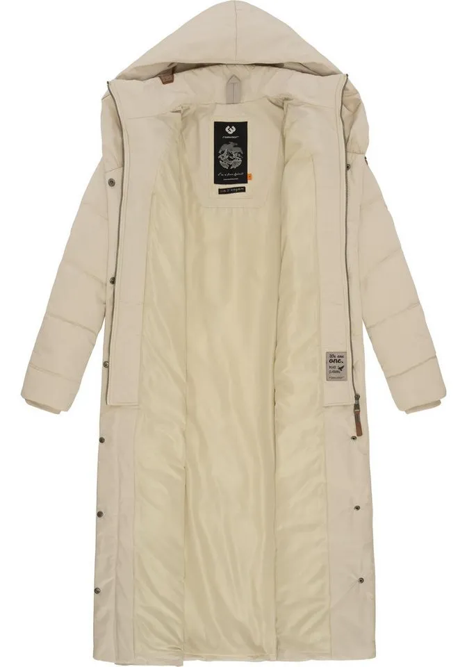 ragwear ragwear Steppmantel Natalka Extralong Gesteppter Damen Mantel mit Kapuze, Braun, – Produktbild 4 von 4