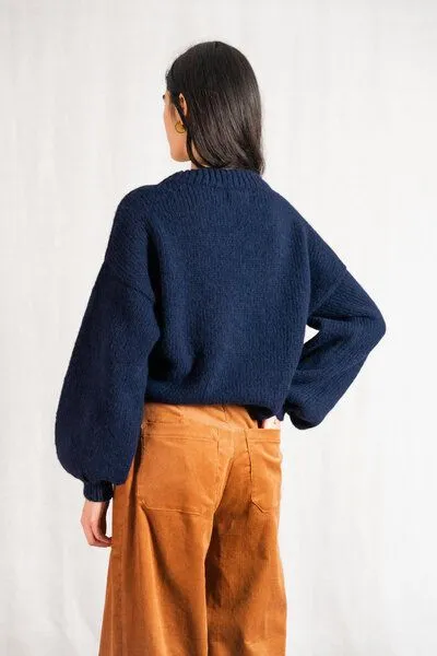 Jyoti - Fair Works Jyoti - Fair Works Baby-Alpaka Strickpullover Lupuna, Blau, – Produktbild 3 von 4