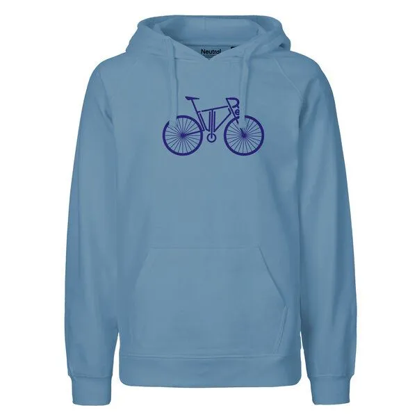 HANDGEDRUCKT HANDGEDRUCKT "FutureBike" Männer Hoody aus reiner Biobaumwolle (kbA), Indigoblau, – Produktbild 1 von 2