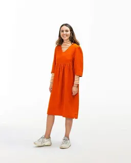 MATONA Matona Leinenkleid mit langen Ärmeln für Frauen / Elegant Midi Dress – Produktbild 1 von 1