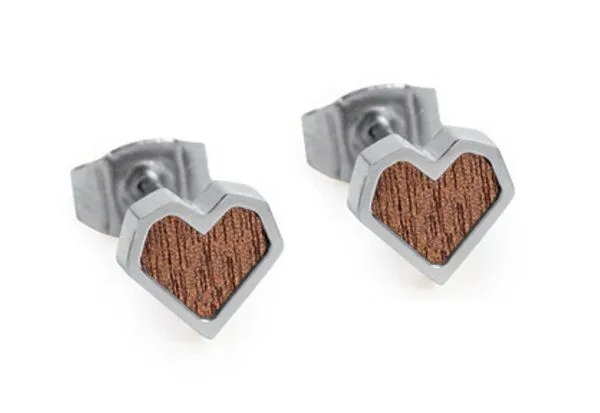 BeWooden BeWooden Herzchen Ohrringe Holz und Edelstahl Kombination, Red, – Produktbild 1 von 4