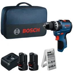 Bosch Professional Bosch Professional Bosch Akku-Schlagbohrschrauber GSB12V-31, incl. 2x Akku GBA 2 Ah, Ladegerät, Schrauberbit-Set, Werkzeugtasche – Produktbild 1 von 1