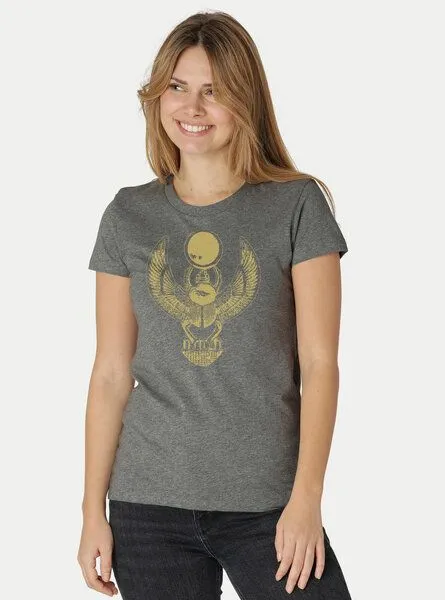 Peaces.bio - handbedruckte Biomode Peaces.bio - handbedruckte Biomode Damen Fit T-Shirt Cheper, Dunkelgrau, – Produktbild 2 von 2
