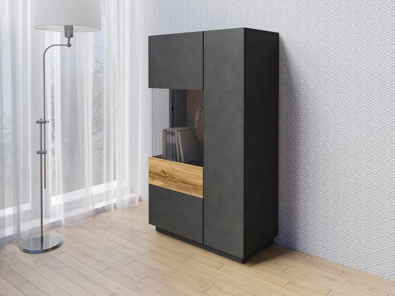 OTTO home Vitrine SILKE Höhe 138,5 cm, Grau, – Produktbild 1 von 5