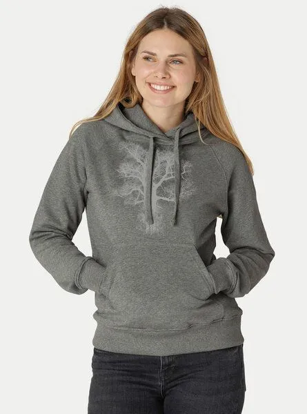 Peaces.bio - handbedruckte Biomode Peaces.bio - handbedruckte Biomode Bio-Damen-Kapuzensweater Chestnut, Grau, – Produktbild 2 von 3