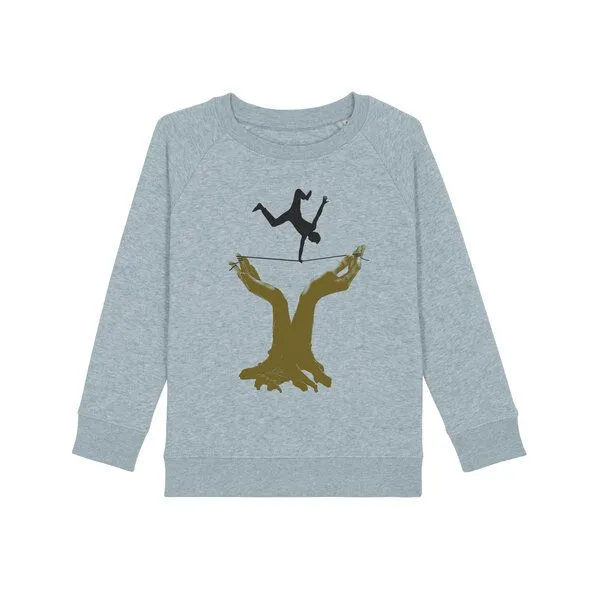 Spangeltangel Spangeltangel Sweatshirt "Slackline", Kinder, Bio-Baumwolle, Siebdruck, Sport, bedruckt, Grau, – Produktbild 1 von 2