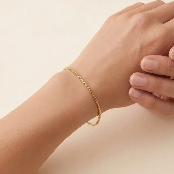 ELEKTROPULLI ELEKTROPULLI Venezia Armband mit würfelförmige Gliedern, 1 mm schmal, Gold, – Produktbild 2 von 2