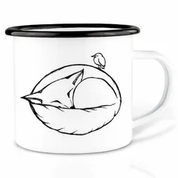 LIGARTI Emailletasse »Schlafender Fuchs« von LIGARTI | 300 oder 500 ml | handveredelt in Deutschland | Cup, Kaffeetasse, Emaillebecher, Camping Becher – Produktbild 1 von 1