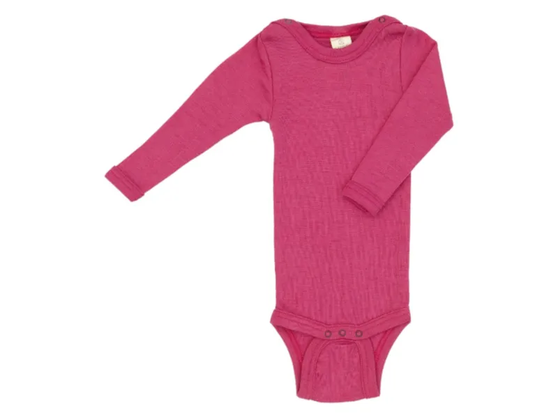 Engel natur Engel Natur Baby Body Langarm Wolle Seide himbeere Gr. 86/92, Pink, – Produktbild 1 von 1