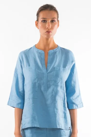 RAVENS VIEW IBIZA RAVENS VIEW IBIZA Damen vegan Hemd Ebba Faded Denim Blau, Blau, – Produktbild 2 von 2