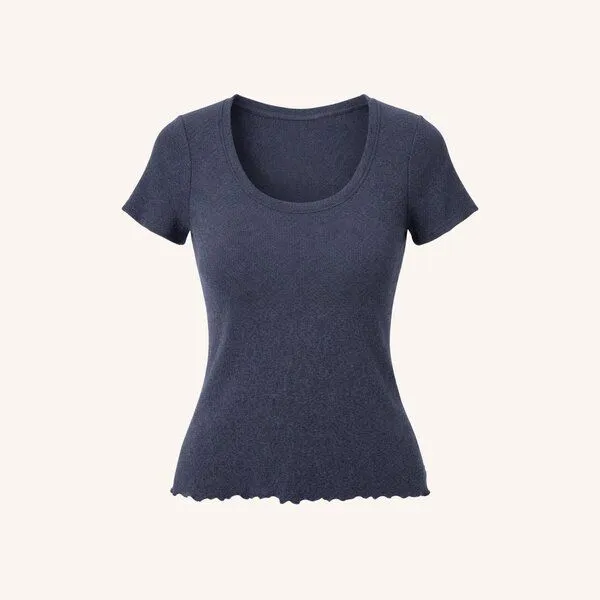 NORDLICHT NORDLICHT Geripptes T-Shirt Evi aus Bio-Baumwolle, Blau, – Produktbild 1 von 1