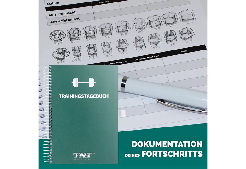 TNT (True Nutrition Technology) Tagebuch Trainingstagebuch für Fitnessstudio, Krafttraining, Fitness, Grün, – Produktbild 4 von 4