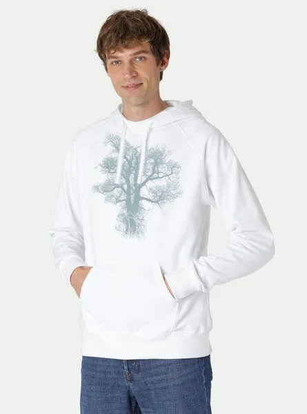 Peaces.bio - handbedruckte Biomode Peaces.bio - handbedruckte Biomode Bio-Herren-Kapuzensweater Chestnut, Weiß, – Produktbild 1 von 4