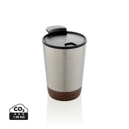 XD Collection XD COLLECTION GRS rPP Edelstahl-Kaffeebecher mit Kork, silber, Silber, – Produktbild 1 von 1