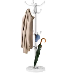 Casaria® Kleiderständer Weiß mit Marmorfuß 173cm – Produktbild 1 von 1