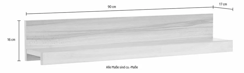 OTTO home Wandregal Ribe,2er Set,teilmassiv mit massiver Ablagefläche, Breite: je 90 cm, Set 2-tlg., Ablageflächen in Massivholz, Weiß, – Produktbild 3 von 3