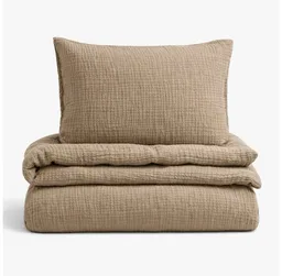 Sandiik Sandiik Bettwäsche Musselin Bettwäsche „Warm Taupe“ – aus Biobaumwolle, Made in Stuttgart 100% Biobaumwolle – Produktbild 1 von 1