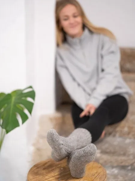 FUXBAU FUXBAU Alpaka Schafwollsocken, Grau, – Produktbild 4 von 4