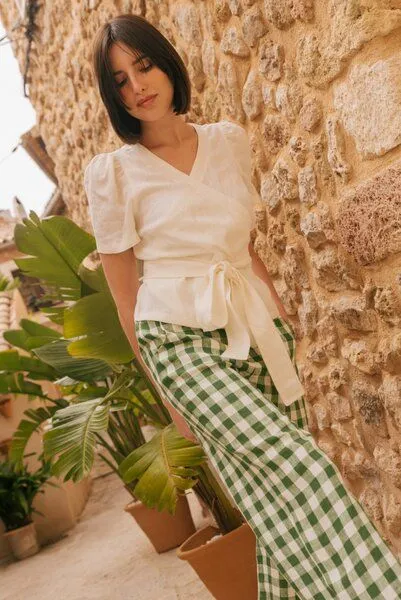 AmourLinen AmourLinen Elisa Wickeltop aus Leinen, Weiß, – Produktbild 2 von 4