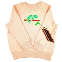 MelaDi Meladi Kinder Sweater aus Biobaumwolle - Chamäleon auf Creme Latte – Produktbild 1 von 1