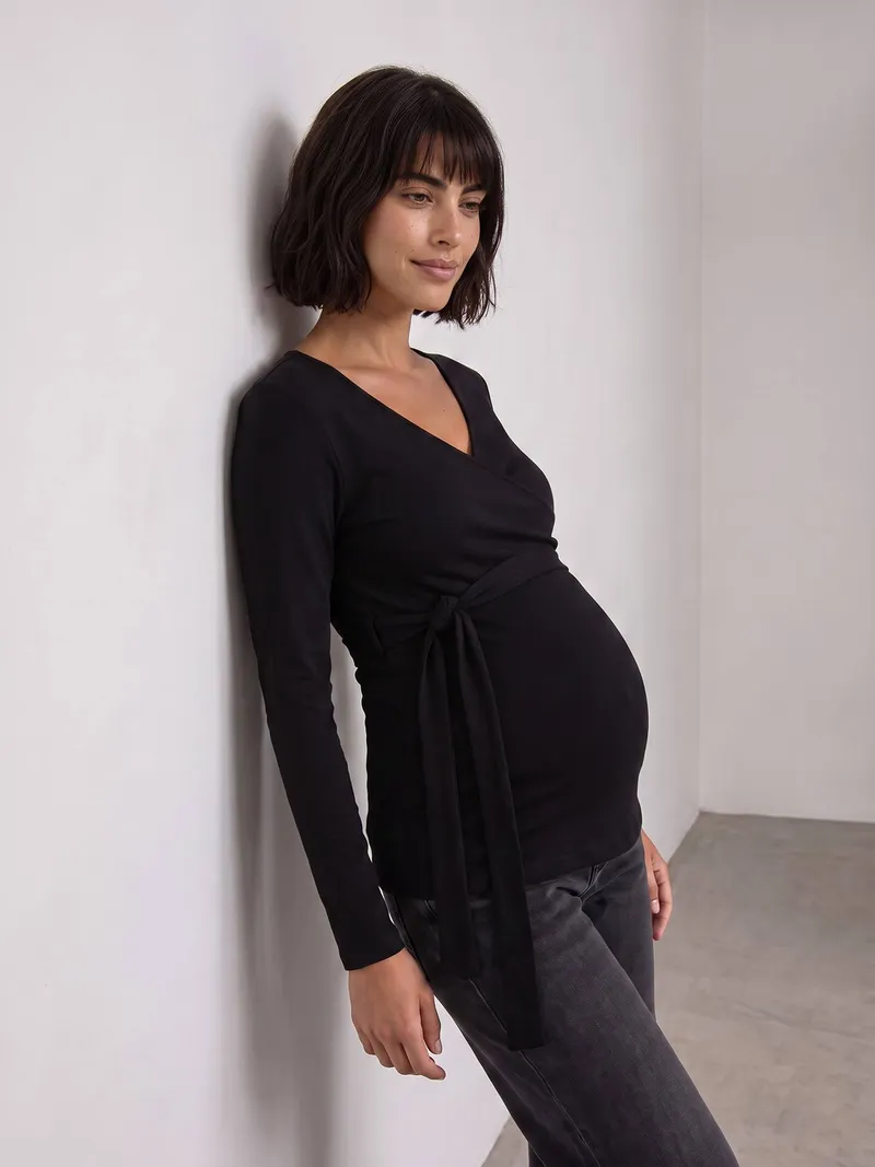 Vertbaudet Wickelshirt für Schwangerschaft & Stillzeit, Schwarz, – Produktbild 1 von 4